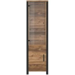 Vitrine Haute Design, 2 Portes Collection DARWIN. Couleur épicéa Et Noir. -VIDAXL || Songmics Soldes 46304517 3