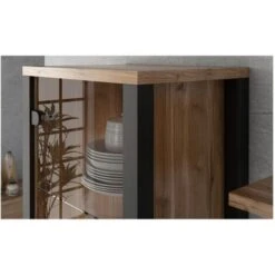 Vitrine Haute Design, 2 Portes Collection DARWIN. Couleur épicéa Et Noir. -VIDAXL || Songmics Soldes 46304517 4