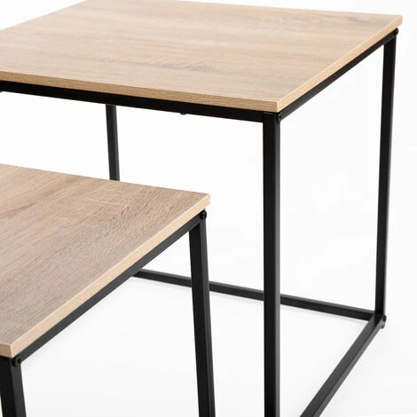 Set De 2 Tables D'appoint Gigognes De Tailles Différentes En Bois MDF Et Couleur Noire 5 Set De 2 Tables D'appoint Gigognes De Tailles Différentes En Bois MDF Et Couleur Noire – Image 3