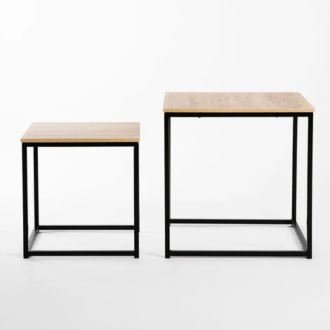 Set De 2 Tables D'appoint Gigognes De Tailles Différentes En Bois MDF Et Couleur Noire 7 Set De 2 Tables D'appoint Gigognes De Tailles Différentes En Bois MDF Et Couleur Noire – Image 5