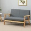 Canapé à 2 Places Scandinave, Fauteuil Salon Moderne Tissu Lin Gris Cadre En Bois, 113 X 67 X 75 Cm, Pour Petit Appartement Chambre Bureau -VIDAXL || Songmics Soldes 46770311 1
