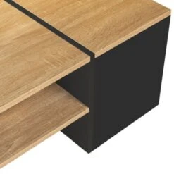 Table Basse Bar Contemporaine IZIA Avec Coffre Noir Et Bois -VIDAXL || Songmics Soldes 46824436 5