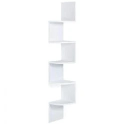 Etagère Murale D'angle ISA 5 Niveaux Blanche -VIDAXL || Songmics Soldes 46824440 3