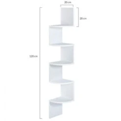 Etagère Murale D'angle ISA 5 Niveaux Blanche -VIDAXL || Songmics Soldes 46824440 5