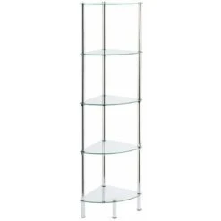 Etagère D'angle En Verre Tablettes En Verre Diana 5 Étages 30 Cm X 30 Cm X 134cm