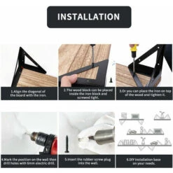 UNHO Lot De 3 Étagères Murales En Bois Et Fil De Fer Étagères Flottantes Tablettes Industrielles Décoration Salon Chambre Bureau -VIDAXL || Songmics Soldes 47364006 4