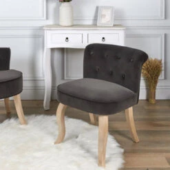 NORA - Fauteuil Avec Dossier Capitonné Velours Anthracite -VIDAXL || Songmics Soldes 48226329 3