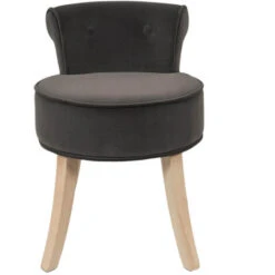 NORA - Tabouret Avec Dossier Capitonné Velours Anthracite -VIDAXL || Songmics Soldes 48226334 3