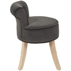 NORA - Tabouret Avec Dossier Capitonné Velours Anthracite -VIDAXL || Songmics Soldes 48226334 4