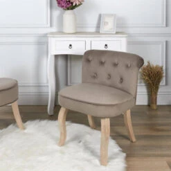 NORA - Fauteuil Avec Dossier Capitonné Velours Taupe -VIDAXL || Songmics Soldes 48226340 3