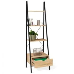 Etagère échelle 4 Niveaux Avec Tiroir DETROIT Design Industriel -VIDAXL || Songmics Soldes 48439433 4