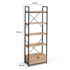 Etagère 5 Niveaux Avec Tiroir DETROIT Design Industriel -VIDAXL || Songmics Soldes 48508830 5