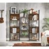 VASAGLE Bibliothèque, Étagère De Rangement, Avec 14 Compartiments, Cadre En Métal, Pour Salon, Bureau, Style Industriel, 158 X 24 X 166 Cm, Marron Rustique Et Noir Par SONGMICS LLS107B01 -VIDAXL || Songmics Soldes 48539476 1