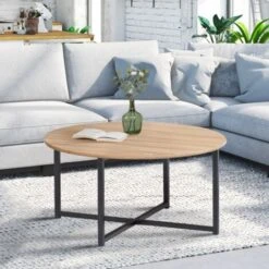 Table Basse DETROIT Ronde 70 Cm Design Industriel -VIDAXL || Songmics Soldes 48714009 2