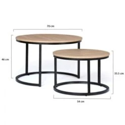 Lot De 2 Tables Basses Gigognes DETROIT Rondes 54/70 Design Industriel -VIDAXL || Songmics Soldes 48714010 5
