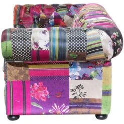 Canapé 3 Places En Tissu Patchwork Bordeaux Violet Assise Rembourrée Chesterfield -VIDAXL || Songmics Soldes 4994442 4