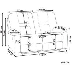 Canapé 2 Places En Cuir PU Avec Dossier Réglable Et Repose-pied Pour Salon Au Style Moderne Beliani -VIDAXL || Songmics Soldes 5019597 3