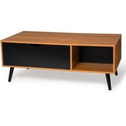 Table Basse EFFIE Plateau Relevable Bois Et Noir -VIDAXL || Songmics Soldes 50301167 3