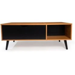 Table Basse EFFIE Plateau Relevable Bois Et Noir -VIDAXL || Songmics Soldes 50301167 4