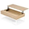 Table Basse Plateau Relevable DETROIT Design Industriel Bois Et Métal Blanc -VIDAXL || Songmics Soldes 50301171 1