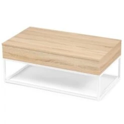 Table Basse Plateau Relevable DETROIT Design Industriel Bois Et Métal Blanc -VIDAXL || Songmics Soldes 50301171 5