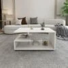 Table Basse Blanc Moderne Table D'appoint Avec Espace De Rangement Sur 3 étages -VIDAXL || Songmics Soldes 50343882 1