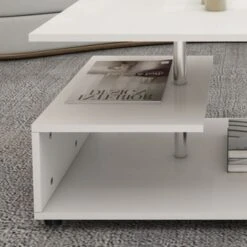 Table Basse Blanc Moderne Table D'appoint Avec Espace De Rangement Sur 3 étages -VIDAXL || Songmics Soldes 50343882 3