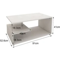 Table Basse Blanc Moderne Table D'appoint Avec Espace De Rangement Sur 3 étages -VIDAXL || Songmics Soldes 50343882 4