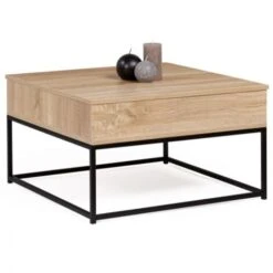 Table Basse Carrée Plateau Relevable DETROIT Design Industriel -VIDAXL || Songmics Soldes 50653966 5