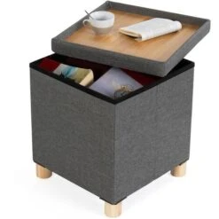 Coffre De Rangement Sur Pied 38 Cm Tissu Gris Anthracite -VIDAXL || Songmics Soldes 50737058 3
