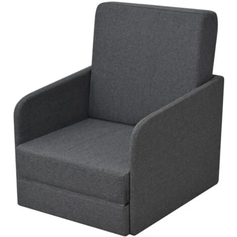 Fauteuil Convertible Gris Foncé Tissu VidaXL 3 Fauteuil Convertible Gris Foncé Tissu VidaXL
