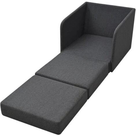 Fauteuil Convertible Gris Foncé Tissu VidaXL 6 Fauteuil Convertible Gris Foncé Tissu VidaXL – Image 4