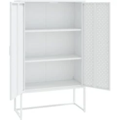 Buffet Haut Blanc 80x35x135 Cm Acier VidaXL -VIDAXL || Songmics Soldes 50913163 4