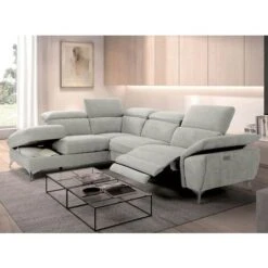 Canapé D'angle Gauche De Relaxation électrique Microfibre Gris Clair Skina -VIDAXL || Songmics Soldes 50936743 2