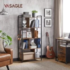 VASAGLE Meuble De Rangement, Bibliothèque, Étagère 5 Niveaux, Avec Compartiments Ouverts, Pour Bureau, Salon, Chambre, Style Industriel, Marron Rustique Et Noir Par SONGMICS LBC121B01 -VIDAXL || Songmics Soldes 51003743 2