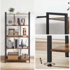 VASAGLE Meuble De Rangement, Bibliothèque, Étagère 5 Niveaux, Avec Compartiments Ouverts, Pour Bureau, Salon, Chambre, Style Industriel, Marron Rustique Et Noir Par SONGMICS LBC121B01 -VIDAXL || Songmics Soldes 51003743 3