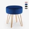 Tabouret Rembourré Repose-pieds Pouf Rond En Velours Design Holoserica Couleur: Bleu -VIDAXL || Songmics Soldes 51760947 1