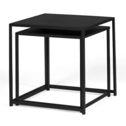 Lot De 2 Tables Basses Gigognes DAVIS 40/45 En Métal Noir Mat Design Industriel -VIDAXL || Songmics Soldes 51918625 4