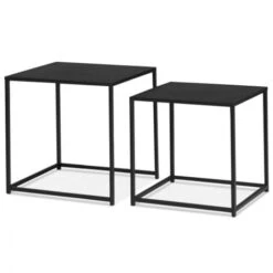 Lot De 2 Tables Basses Gigognes DAVIS 40/45 En Métal Noir Mat Design Industriel -VIDAXL || Songmics Soldes 51918625 5