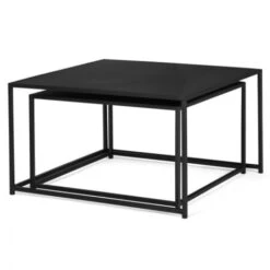 Lot De 2 Tables Basses Gigognes DAVIS 60/70 En Métal Noir Mat Design Industriel -VIDAXL || Songmics Soldes 51918626 3