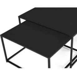 Lot De 2 Tables Basses Gigognes DAVIS 60/70 En Métal Noir Mat Design Industriel -VIDAXL || Songmics Soldes 51918626 4