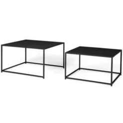 Lot De 2 Tables Basses Gigognes DAVIS 60/70 En Métal Noir Mat Design Industriel -VIDAXL || Songmics Soldes 51918626 5