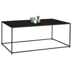 Table Basse DAVIS 113 Cm En Métal Noir Mat Design Industriel