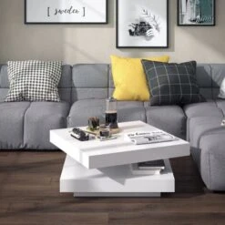 Table Basse „Elias“ Blanc Pivotante à 360° Vicco -VIDAXL || Songmics Soldes 52507730 3