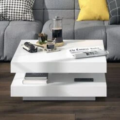 Table Basse „Elias“ Blanc Pivotante à 360° Vicco -VIDAXL || Songmics Soldes 52507730 4