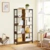 VASAGLE Bibliothèque 8 Compartiments, Étagère Livres, Meuble De Rangement Ouvert, Pour Bureau, Salon, Chambre, 80 X 33 X 149 Cm, Style Industriel, Marron Rustique Et Noir Par SONGMICS LLS105B01 -VIDAXL || Songmics Soldes 52535717 1