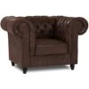 Fauteuil Chesterfield En Tissu Microfibre Vintage Marron - WILSTON -VIDAXL || Songmics Soldes 52536308 1
