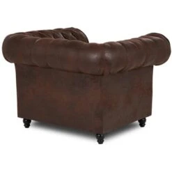 Fauteuil Chesterfield En Tissu Microfibre Vintage Marron - WILSTON 9 Fauteuil Chesterfield En Tissu Microfibre Vintage Marron - WILSTON -VIDAXL || Songmics Soldes 52536308 3