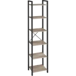 VASAGLE Bibliothèque 6 Niveaux, Étagère Livres, Meuble De Rangement Ouvert, Pour Bureau, Salon, Chambre, 40 X 30 X 187,5 Cm, Grège Et Noir Par SONGMICS LLS101B02