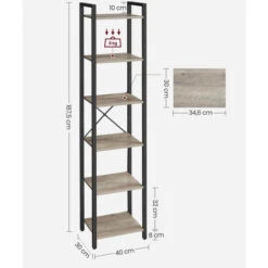 VASAGLE Bibliothèque 6 Niveaux, Étagère Livres, Meuble De Rangement Ouvert, Pour Bureau, Salon, Chambre, 40 X 30 X 187,5 Cm, Grège Et Noir Par SONGMICS LLS101B02 -VIDAXL || Songmics Soldes 52725876 5